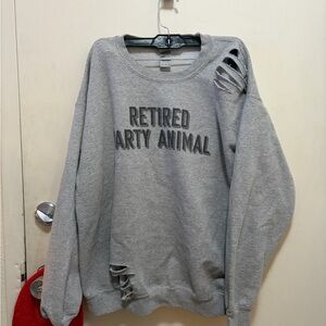 Gray Distressed Sweater - Retired Party Animal